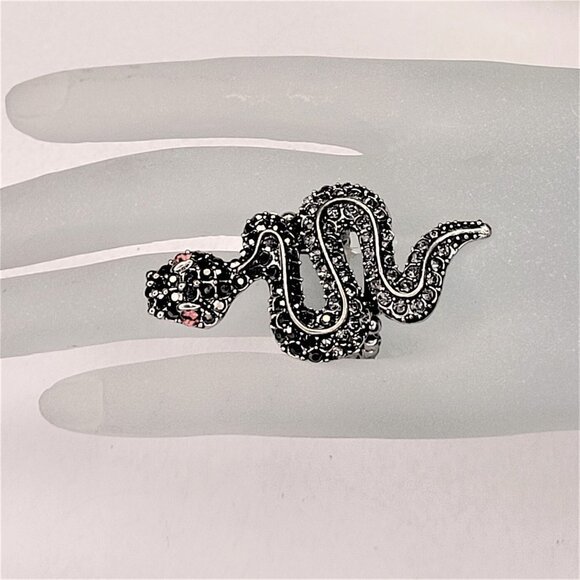 Large Snake Stretch Ring Statement Ring Animal Jewelry - Picture 2 of 8